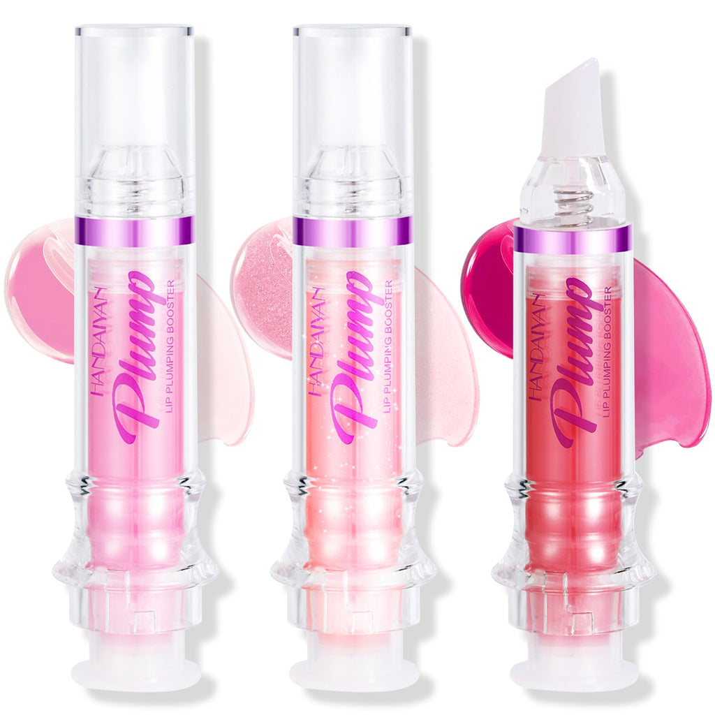Erinde 3 Colors Lip Plumping Booster Spicy Lip Plumper Gloss Lip Plumping Oil Ultra-Hydrating & Nourishing Plump Lip Plumper Glossy Finish Fuller Natural Lip Gloss for Women Girls