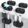12 Pcs Cable Clips [6pack x 2Holes] Magnetic Cord Organizer Management for Desk [2025 Upgrade Sticker 0% Falling Off] Cable Holder Clips Wire Keeper for Home Office Desk Car Wall Nightstand-Black