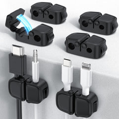 12 Pcs Cable Clips [6pack x 2Holes] Magnetic Cord Organizer Management for Desk [2025 Upgrade Sticker 0% Falling Off] Cable Holder Clips Wire Keeper for Home Office Desk Car Wall Nightstand-Black