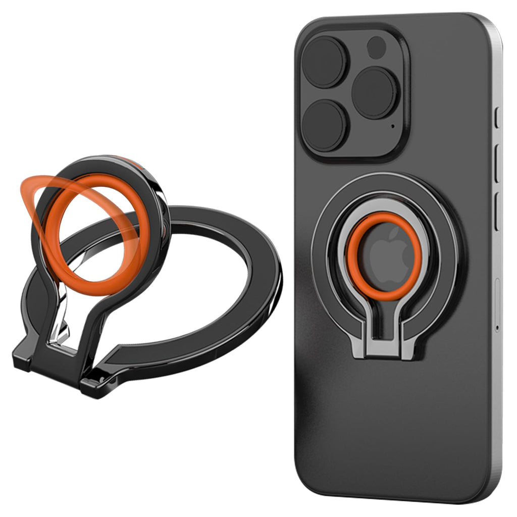 CCSmall for Magnetic Phone Grip Holder for MagSafe Accessories [2024 Upgrade] Detachable Phone Ring Holder Stand Silicone Ring Adjustable Kickstand for iPhone 15/14/13/12/Samsung/Google 8D Orange